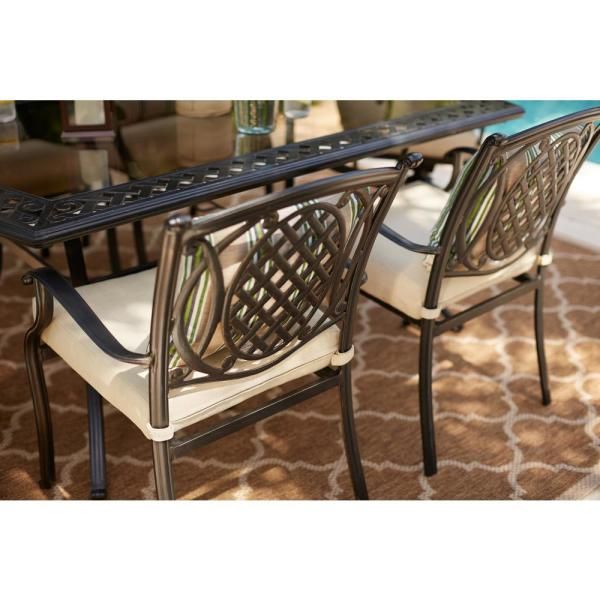 Hampton Bay Belcourt 7 Piece Metal Outdoor Dining Set With Spa Cushions