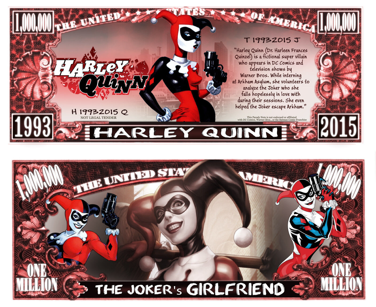 Harley Quinn Million Greenback Bill Play Comic Money Novelty Uncover Free Sleeve Rare And