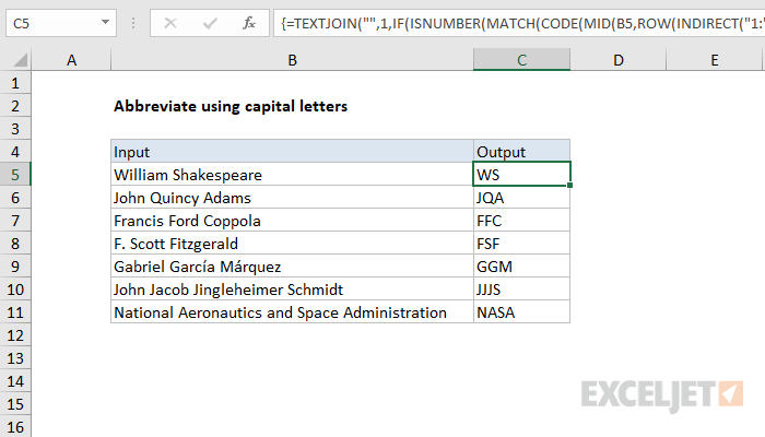 How To Abbreviate Names Or Words In Microsoft Excel