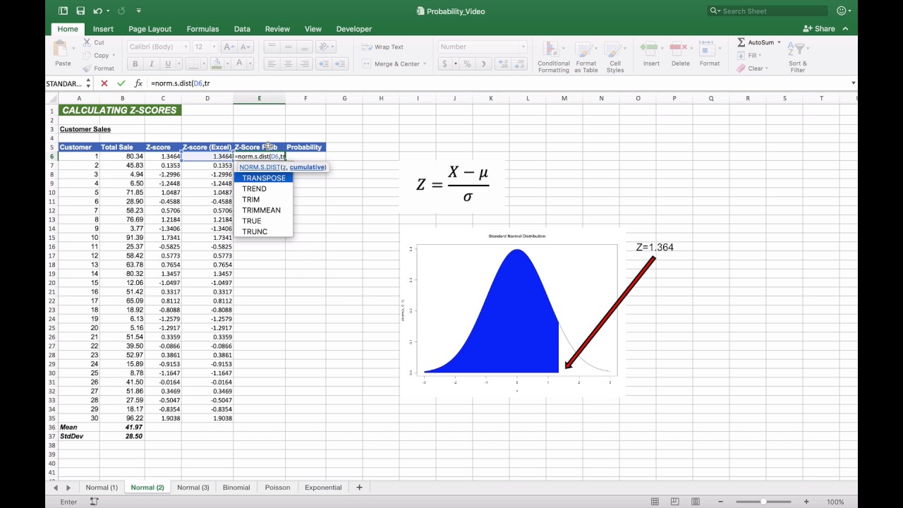 How To Calculate A Z Score In Excel 2010 Youtube