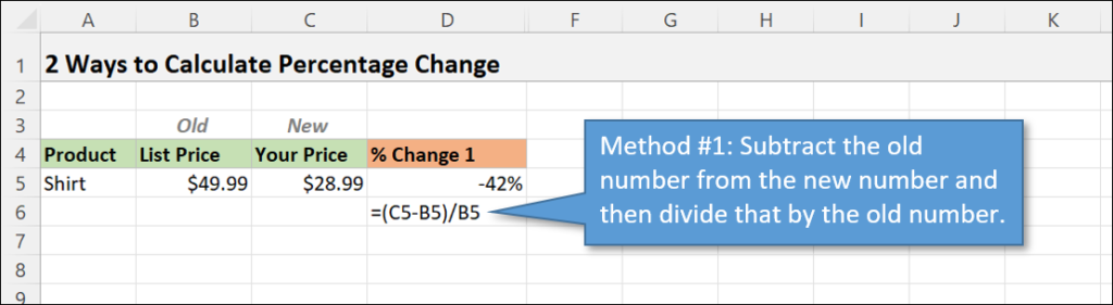 How To Calculate Percentage Change In Excel