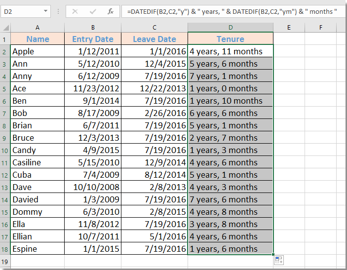 How To Calculate Tenure In Years And Months In Microsoft Excel