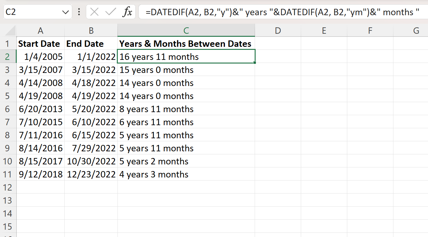 How To Calculate The Months Between Two Dates In Excel