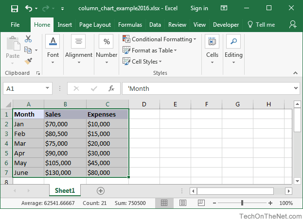 How To Create A Column Chart In Excel Youtube