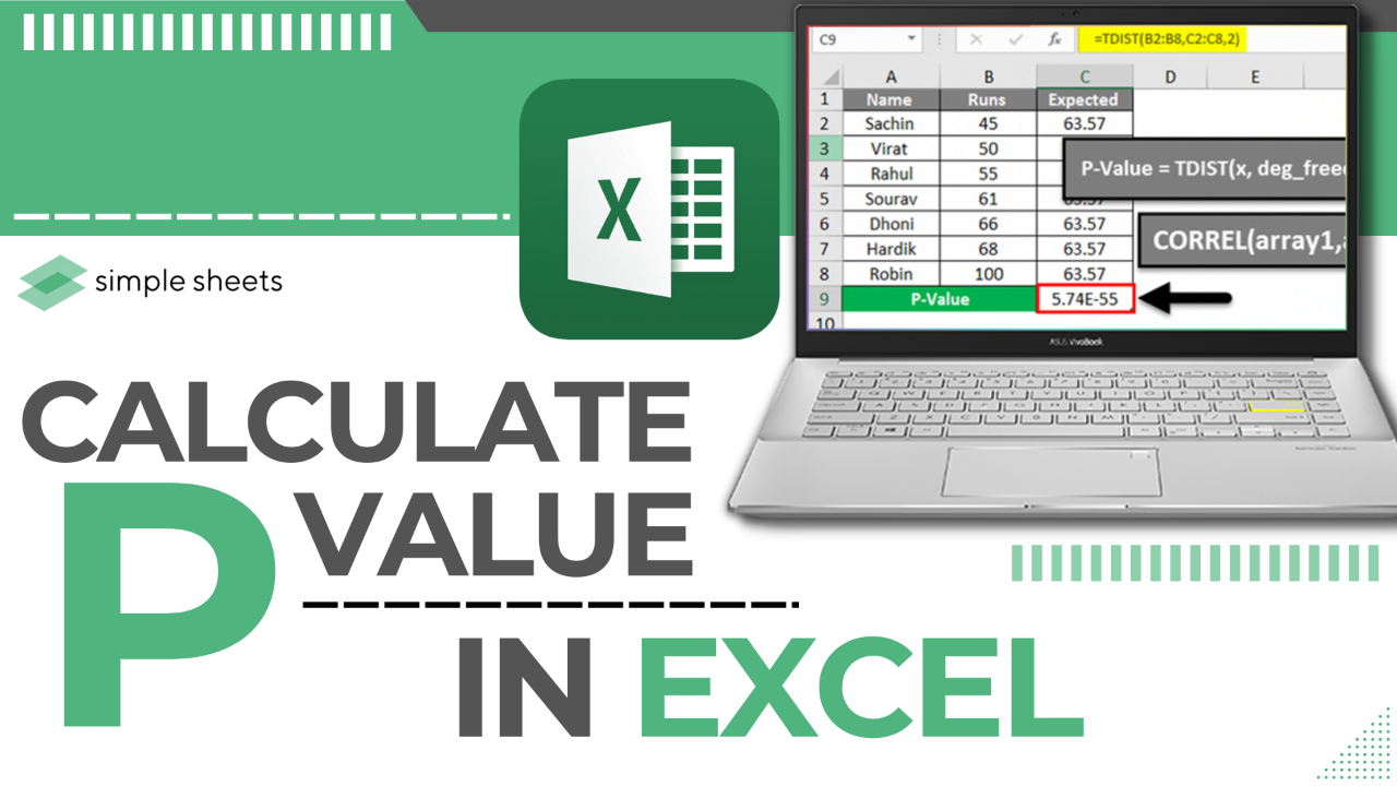 How To Find P Value In T Test Value Excel Calculate Tail Using