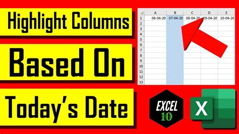 How To Highlight A Column With Current Date In Excel In 2020 Excel