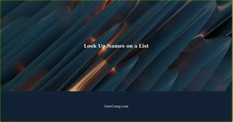 How To Look Up Individual Names On A List