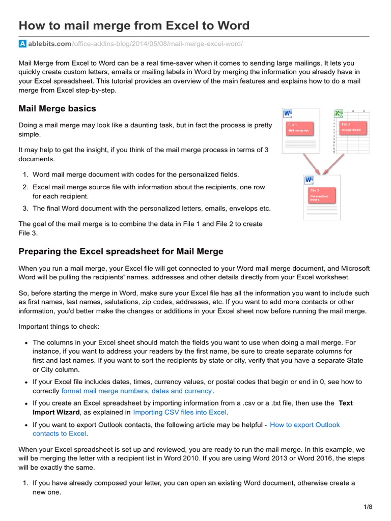 How To Mail Merge From Excel To Word