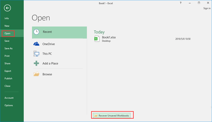 How To Recover Unsaved Lost Excel File 2016 2013 2010 2007 Easeus