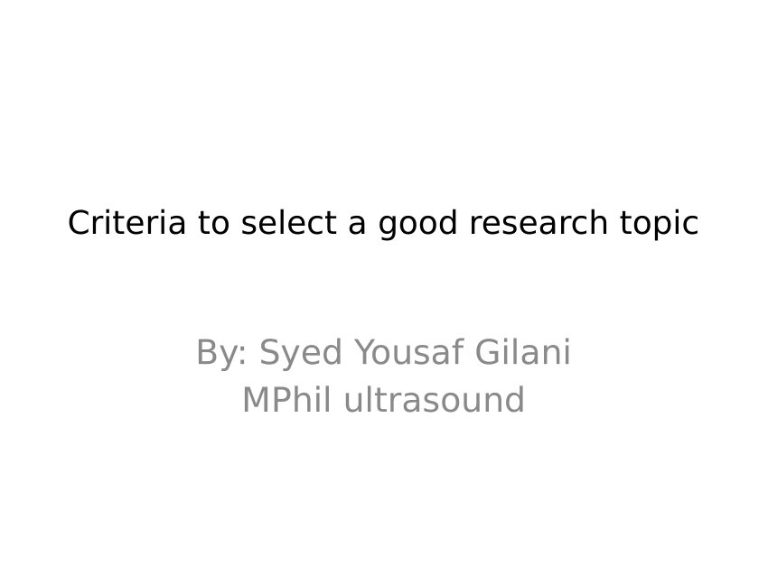 How To Select A Good Research Topic Castor