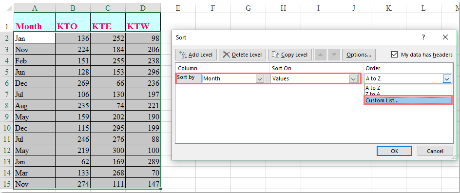 How To Sort List By Month Name In Excel