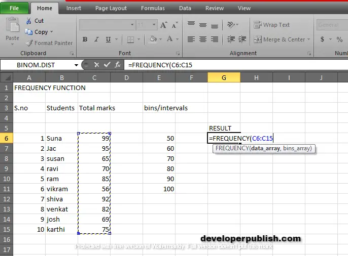 How To Use Frequency Function In Excel Developer Publish