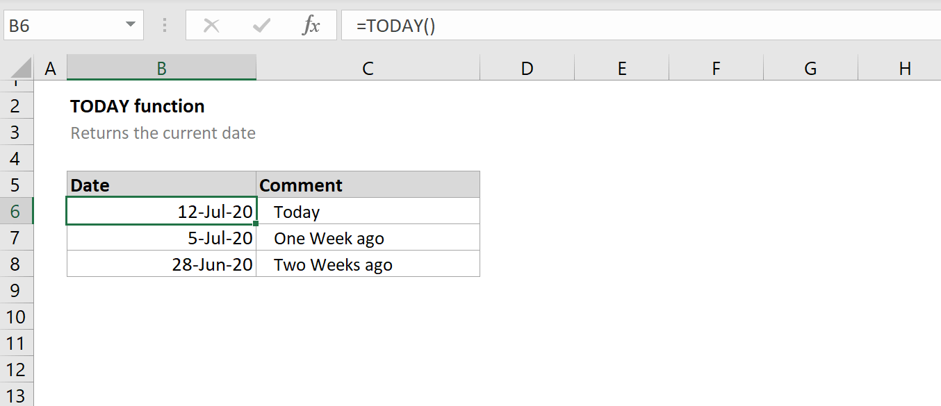 How To Use The Excel Today Function Exceljet