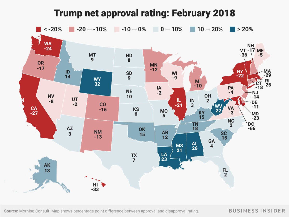 How Trump Approval Ratings In Each Us State Have Changed Map