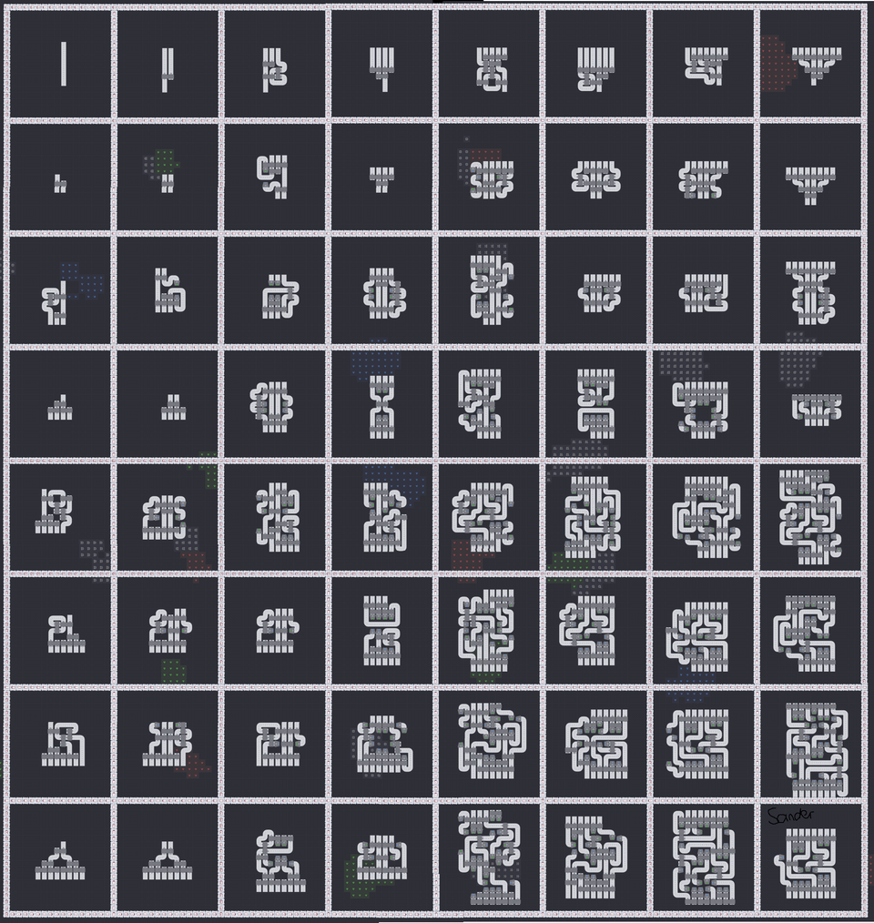 I Made A Grid Of Splitters Left Top Is 1 1 Going Right Output Until 8