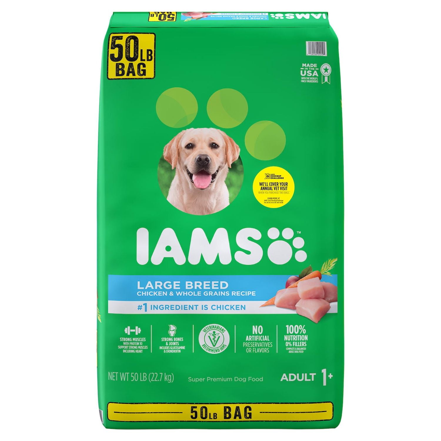 Iams Adult Large Breed Healthy Dry Dog Food Chicken Dog Kibble 50 Lb