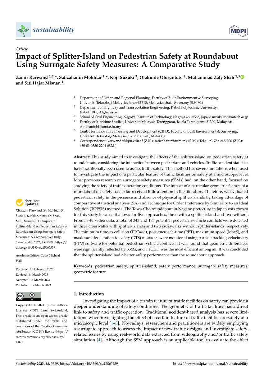 Impact Of Splitter Island On Pedestrian Safety At Roundabout Using