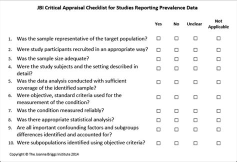 Joanna Briggs Institute Jbi Critical Appraisal Checklist For Download Scientific Diagram