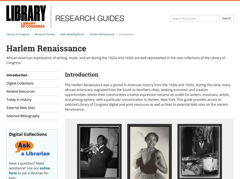 Loc Web Guides A Guide To Harlem Renaissance Materials Website For