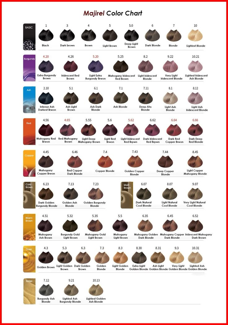 Loreal Professional Hair Color Chart