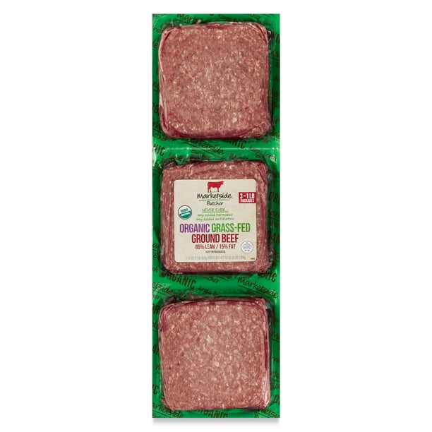 Marketside Organic Grass-Fed Ground Beef, 85% Lean/15% Fat, 1 Lb ...