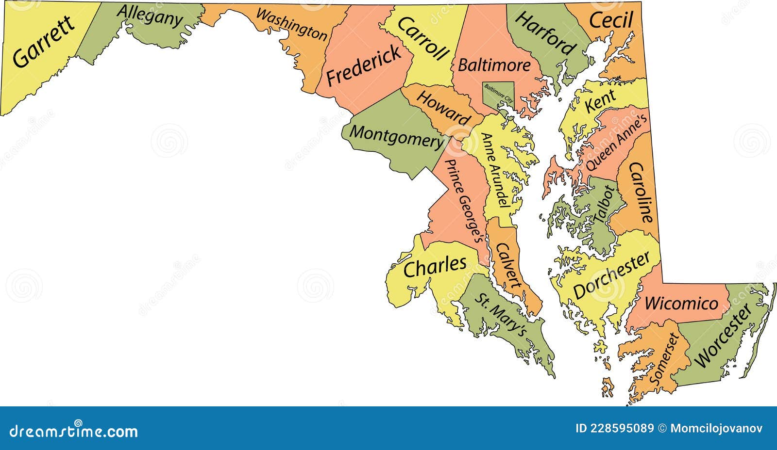 Maryland Counties Vector Map Cartoondealer Com 171029170