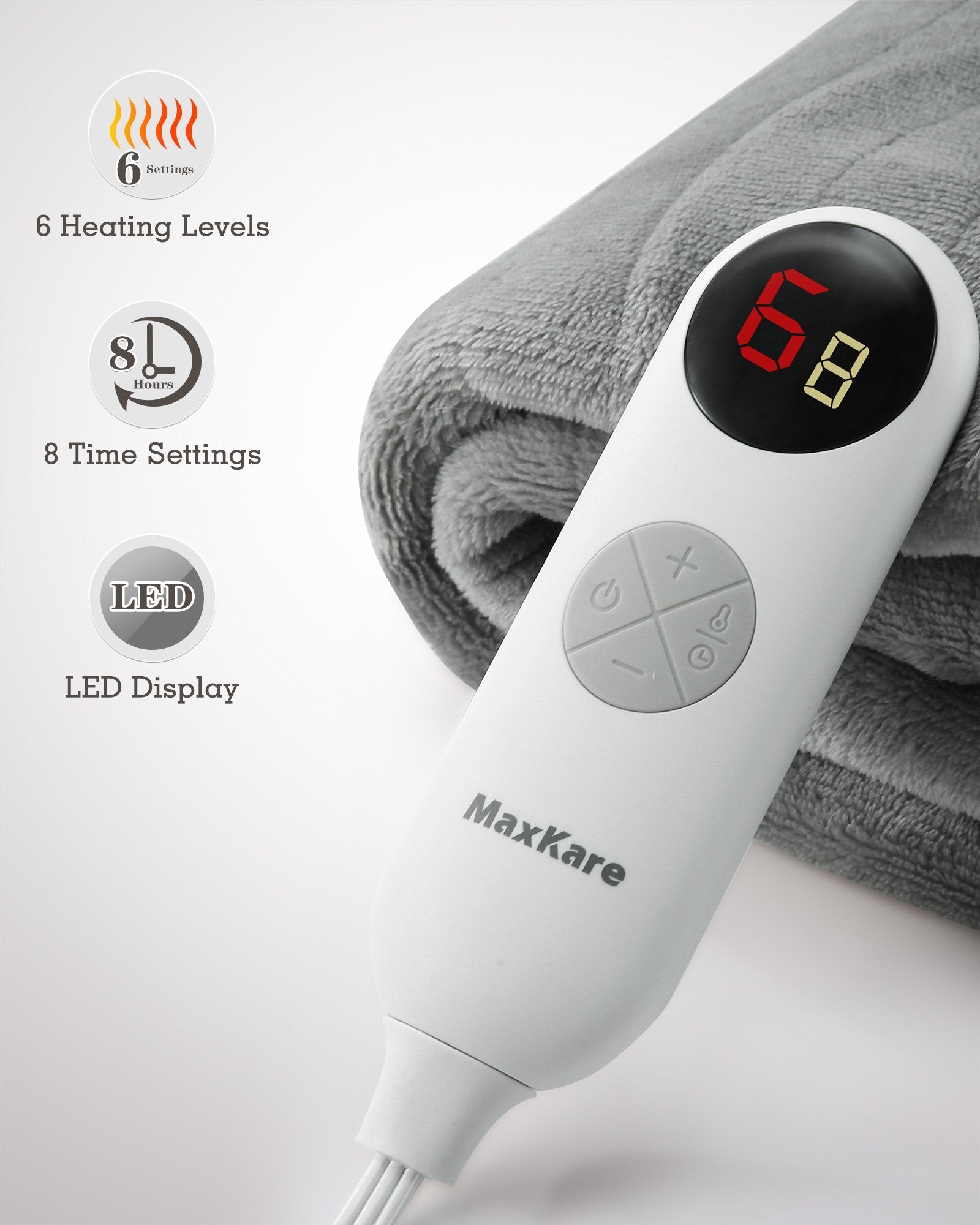 Maxkare Electric Blanket Heated Throw Flannel Sherpa Fast Heating