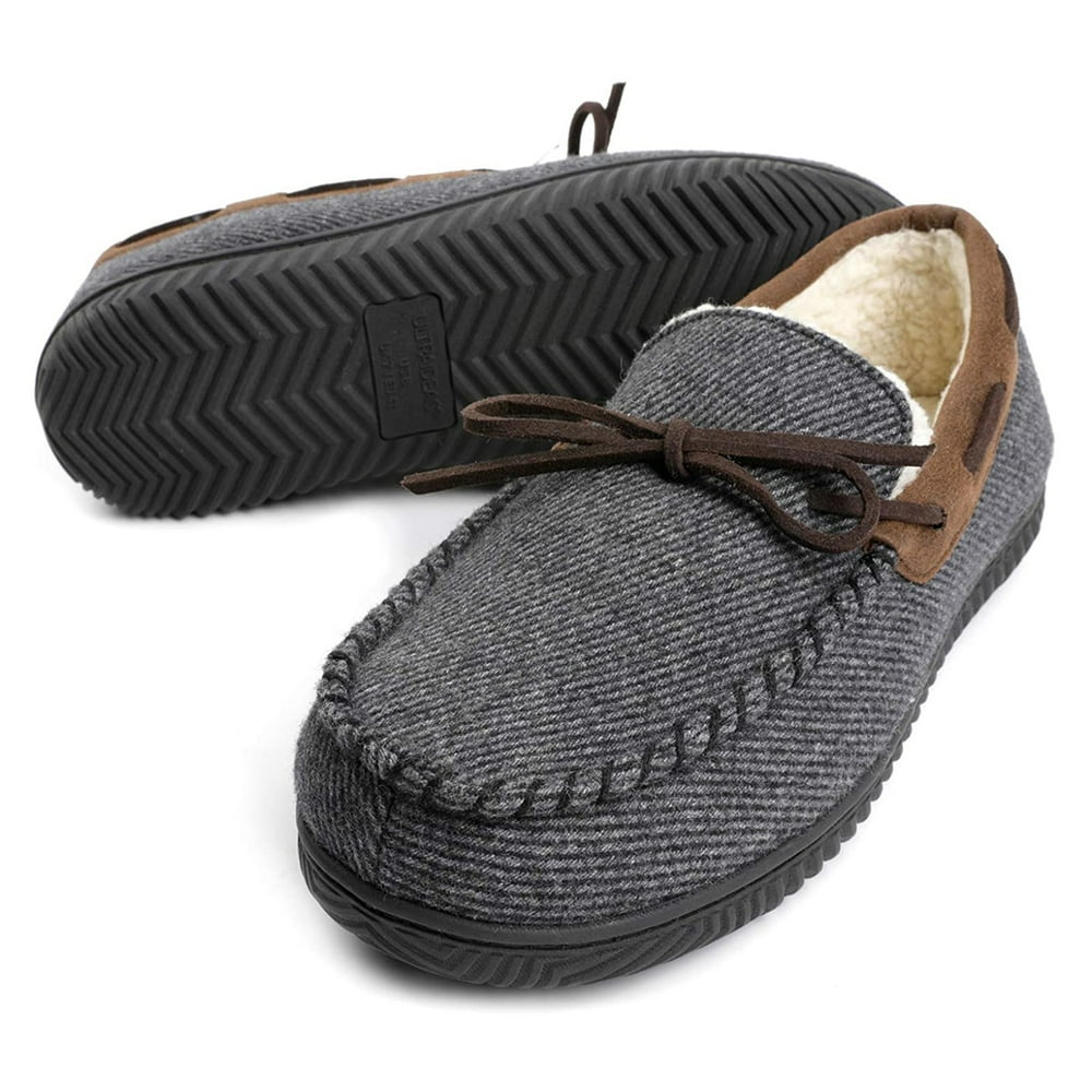 Men S Comfort Moccasin Slippers Memory Foam House Shoes With Anti Skid