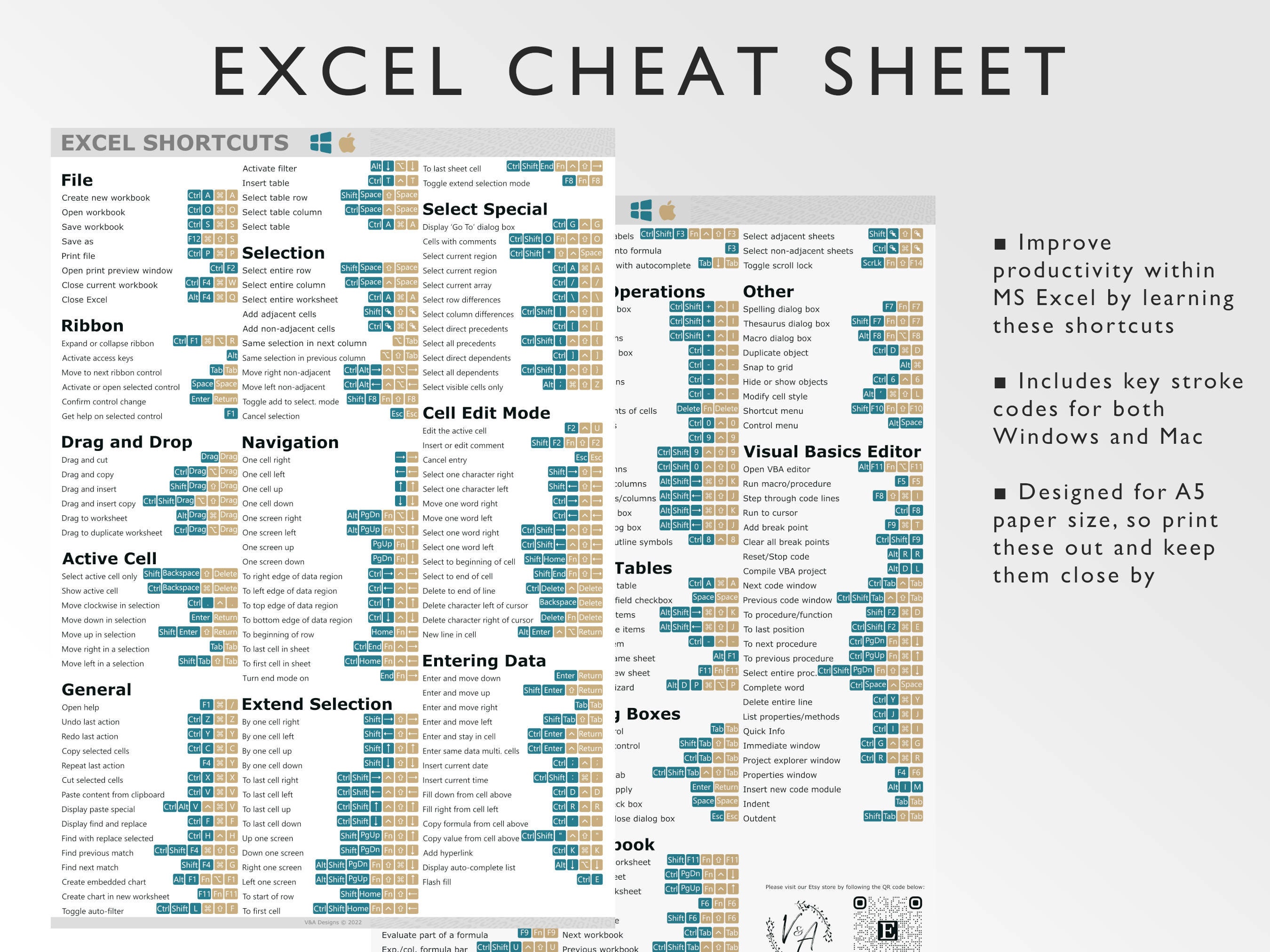 Microsoft Excel Shortcuts Printable Excel Cheat Sheet Workbo