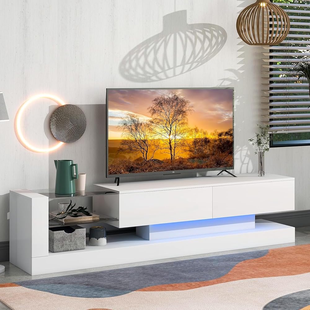 Modern Gloss White Tv Stand For 80 Inch Tv Bed Bath Amp Beyond 37009311