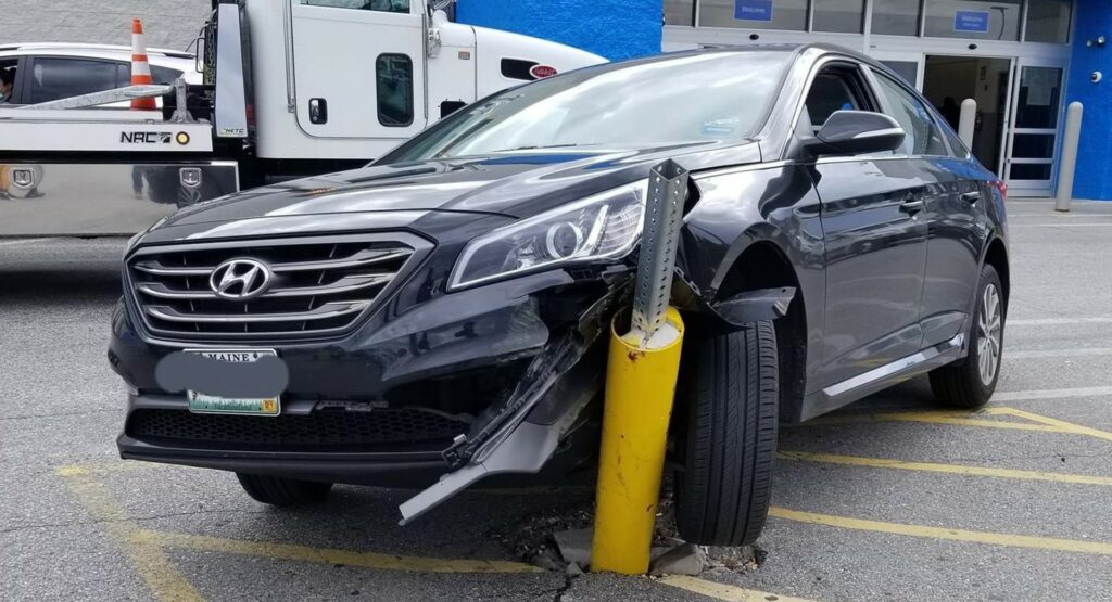 My Local Walmart Has A Pole In The Parking Lot That Has Been Hit At