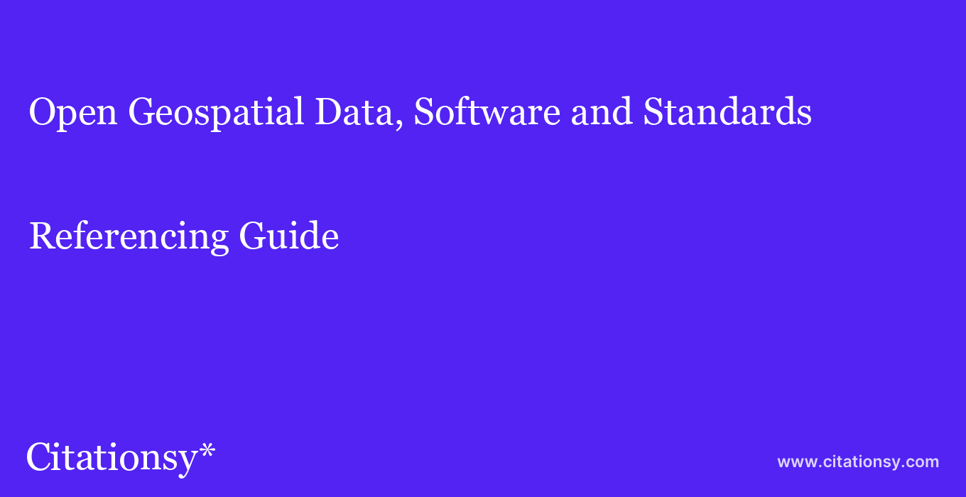 Open Geospatial Data Software And Standards Referencing Guide Open