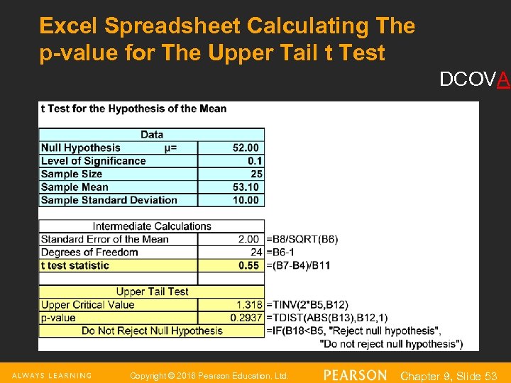 P Value Excel Teenzik