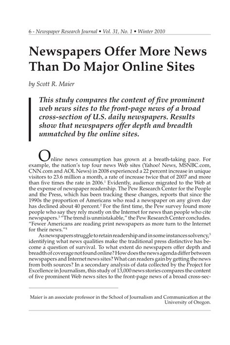 Pdf Newspapers Offer More News Than Do Major Online Sites