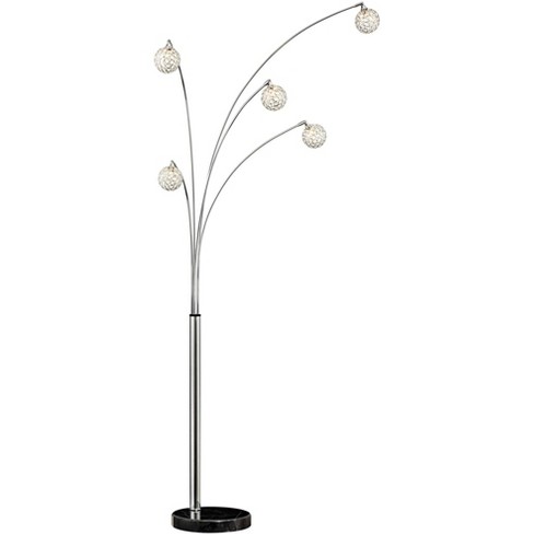 Possini Euro Design Mid Century Modern Arc Floor Lamp 5 Light Chrome