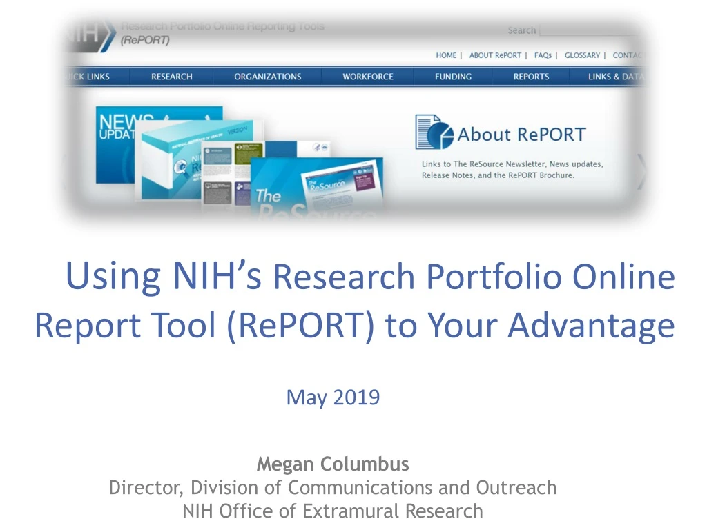 Ppt Using Nih S Research Portfolio Online Report Tool Report To