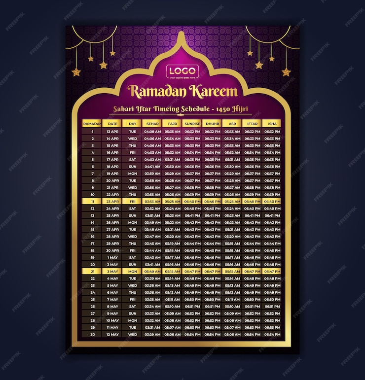 Premium Vector Ramadan Kareem Fasting And Prayer Time Guide Ramadan Calendar Design Template