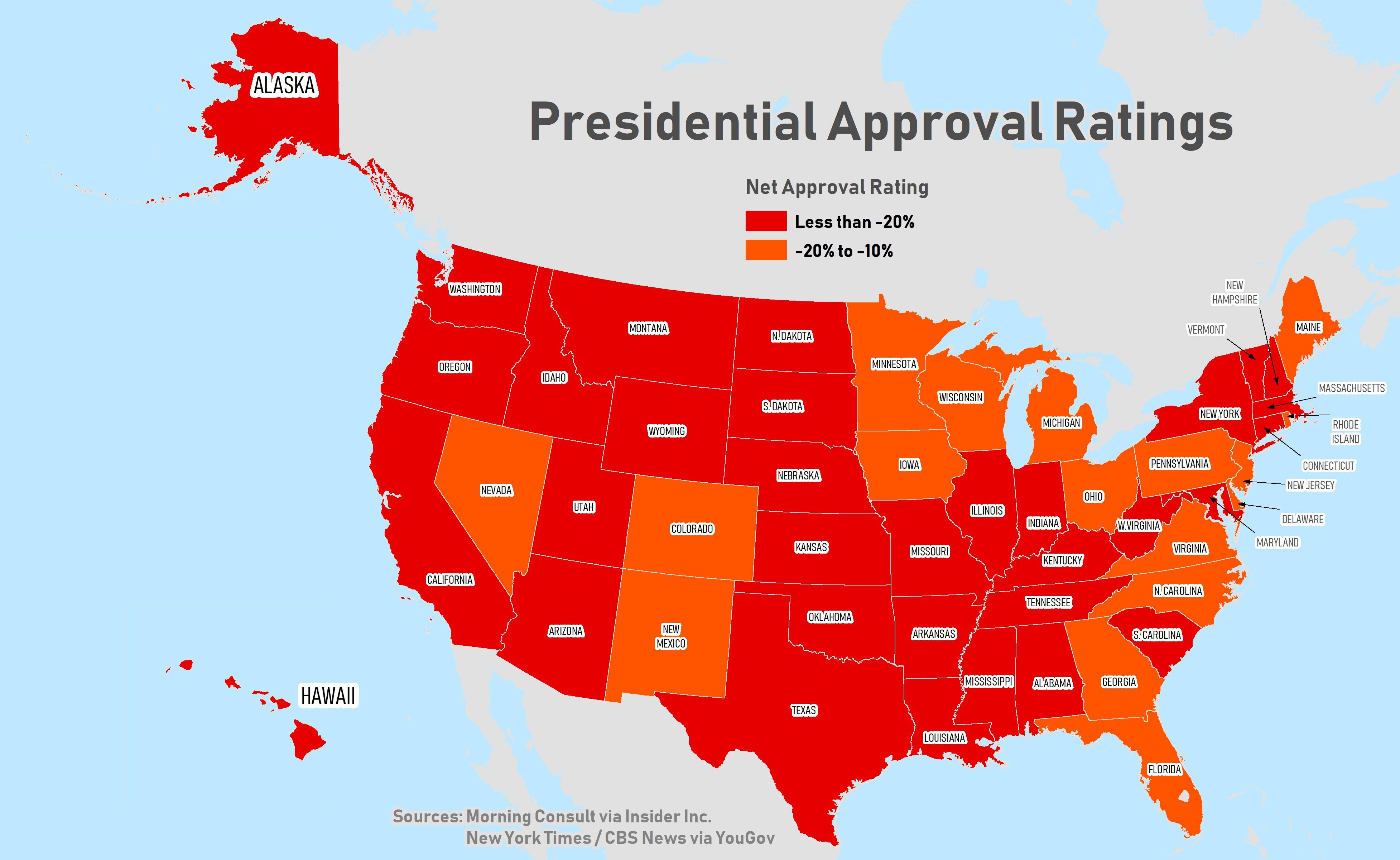 Presidential Approval Ratings Mapporn