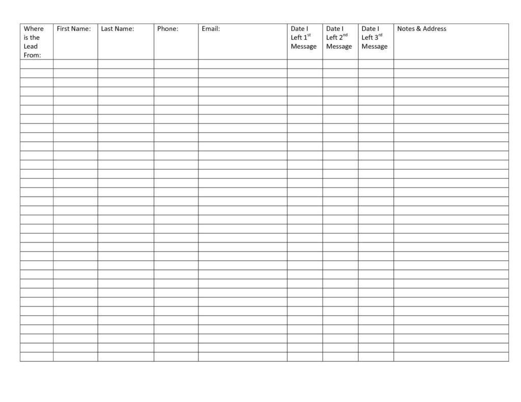 Printable Excel Spreadsheet