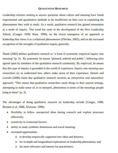 Qualitative Research Papers Examples Example Of Qualitative Research