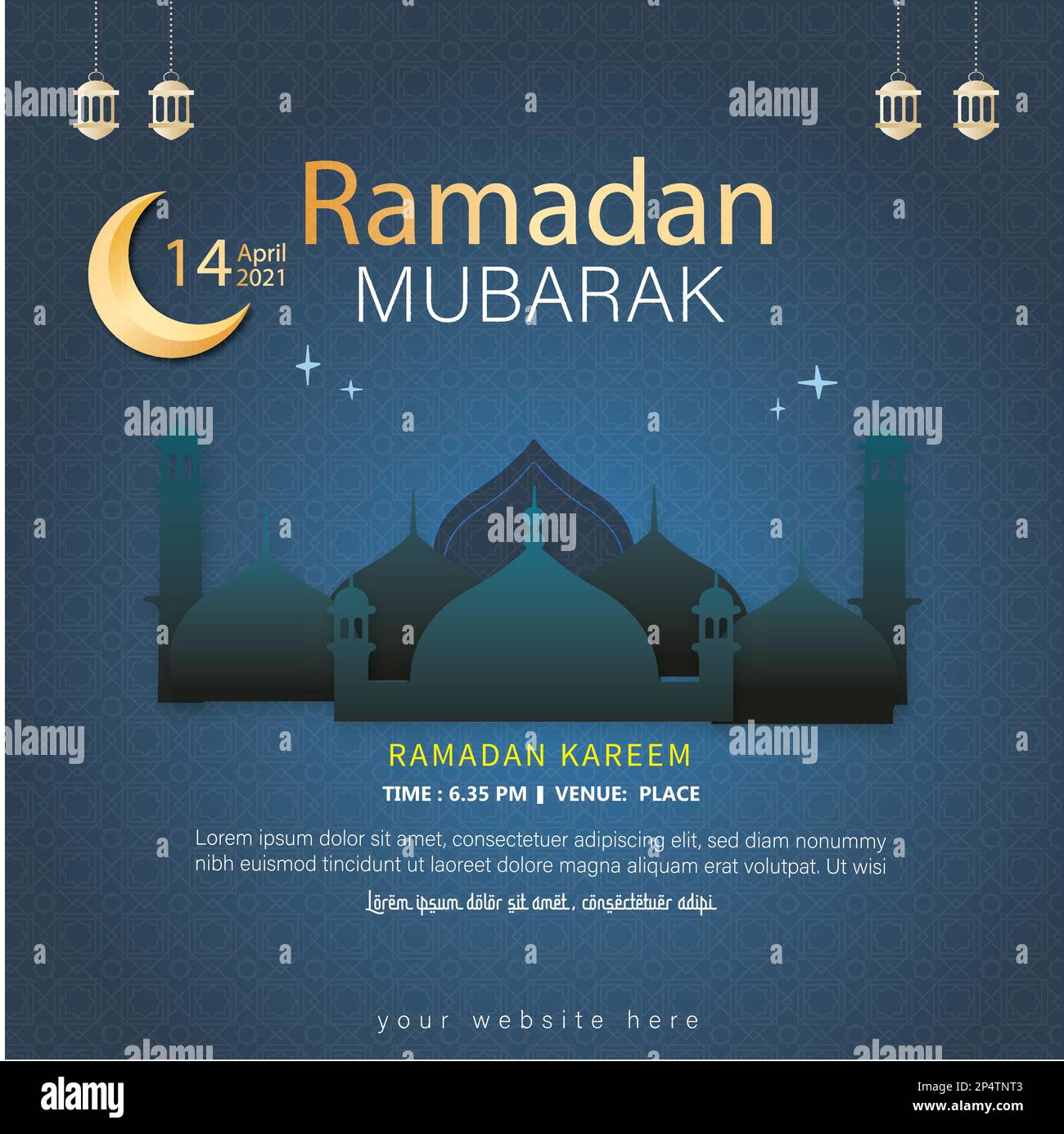 Ramadan Kareem Islamic Greeting Card Template With Ramadan For