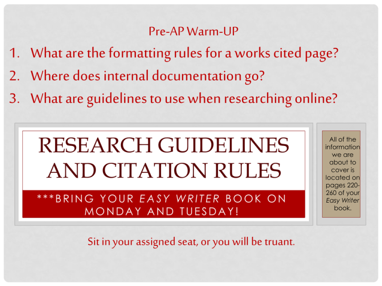 Research Guidelines And Citation Rules