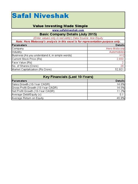 Safal Niveshak Value Investing Made Simple Pdf Investing Expense