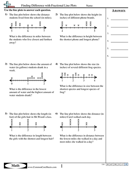 Second Grade Free Line Plot Worksheets