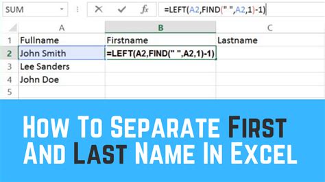 Separate First And Last Name With Space Using Excel Formula 3 Ways