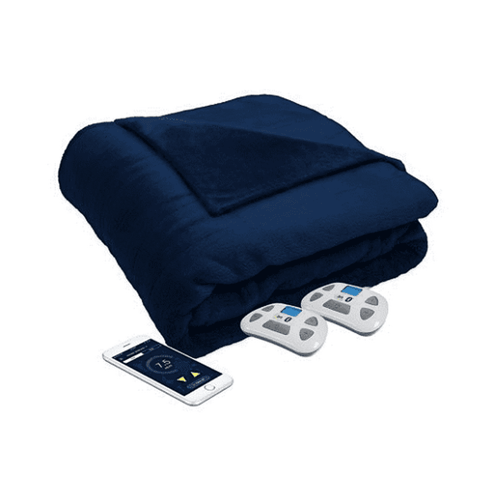 Serta Perfect Sleeper Bluetooth Wireless Heated Blanket Navy Queen