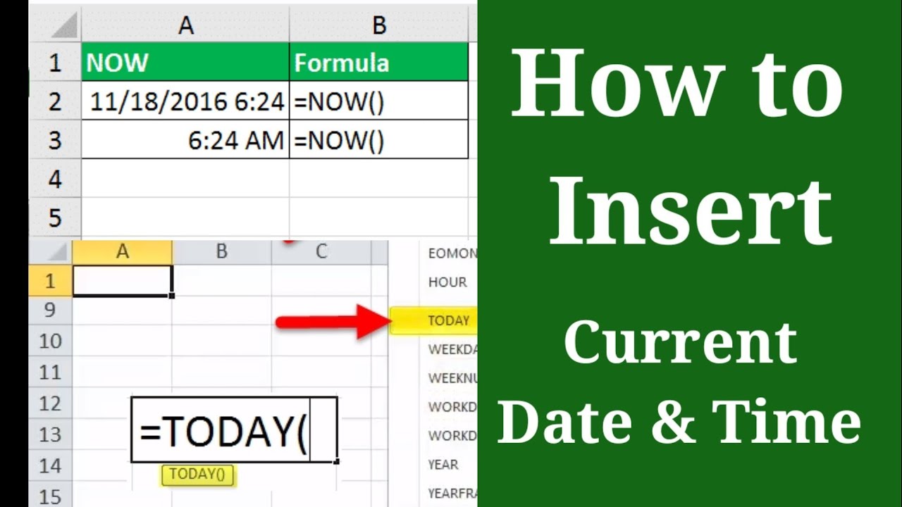 Set Current Date And Time In Excel Printable Online