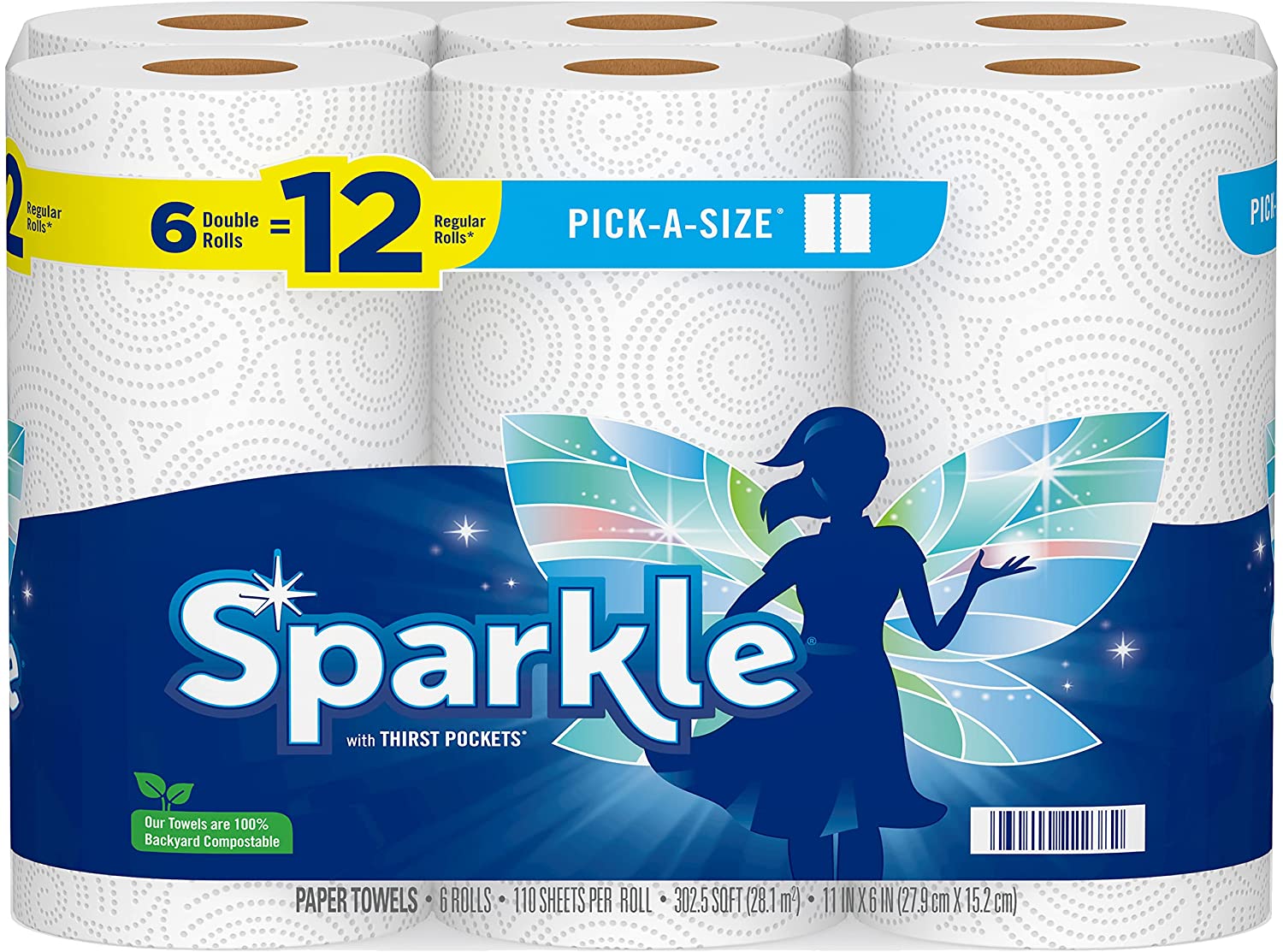 Sparkle Pick A Size Paper Towels 6 Double Rolls Walmart Com