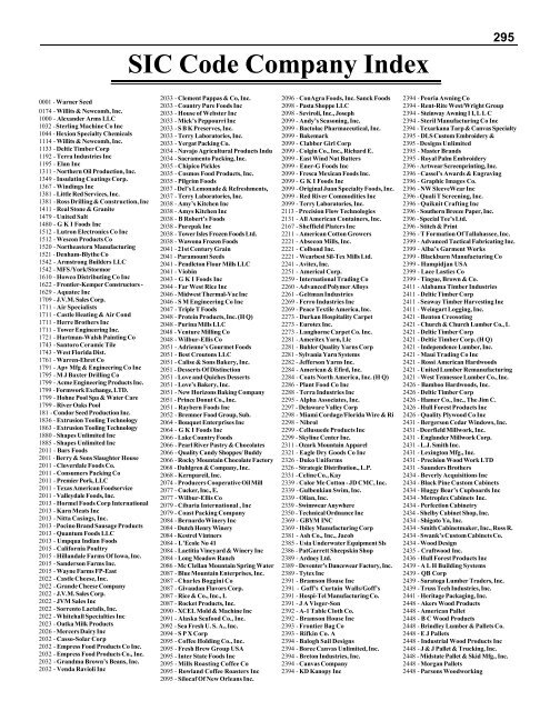 Standard Industrial Classification Sic Codes