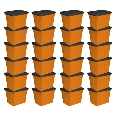 Sterilite 18 Gallon Orange Plastic Storage Container Bin Tote With Lid